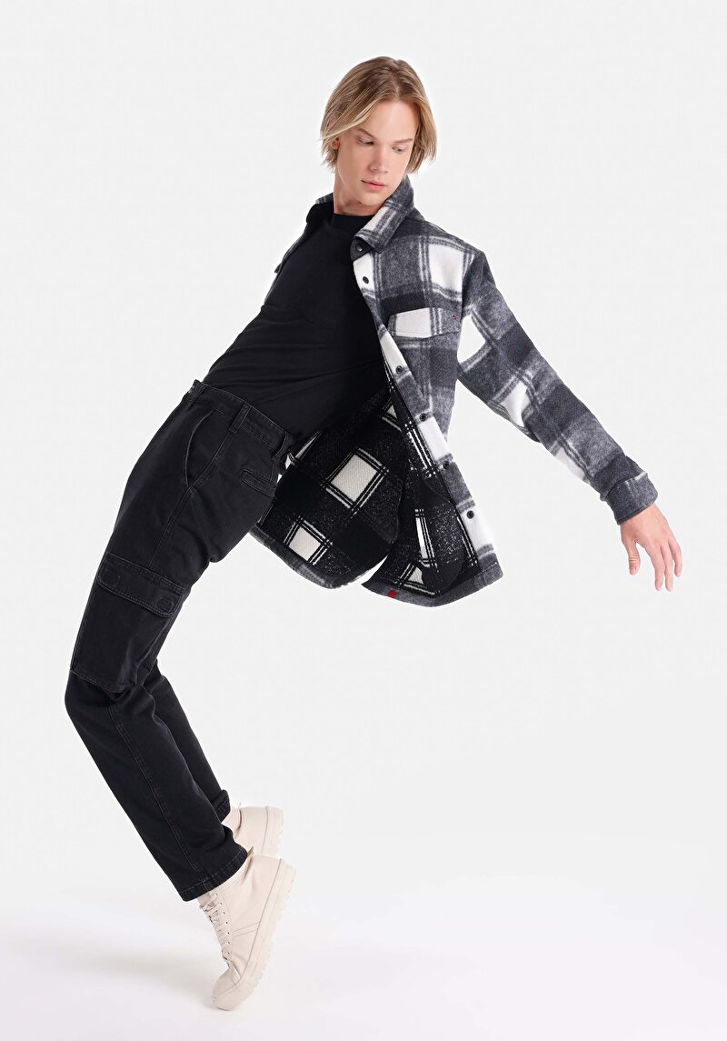 Afișați detalii pentru Cargo Fit Talie Medie Picior Drept Blugi İndigo Pentru Bărbați