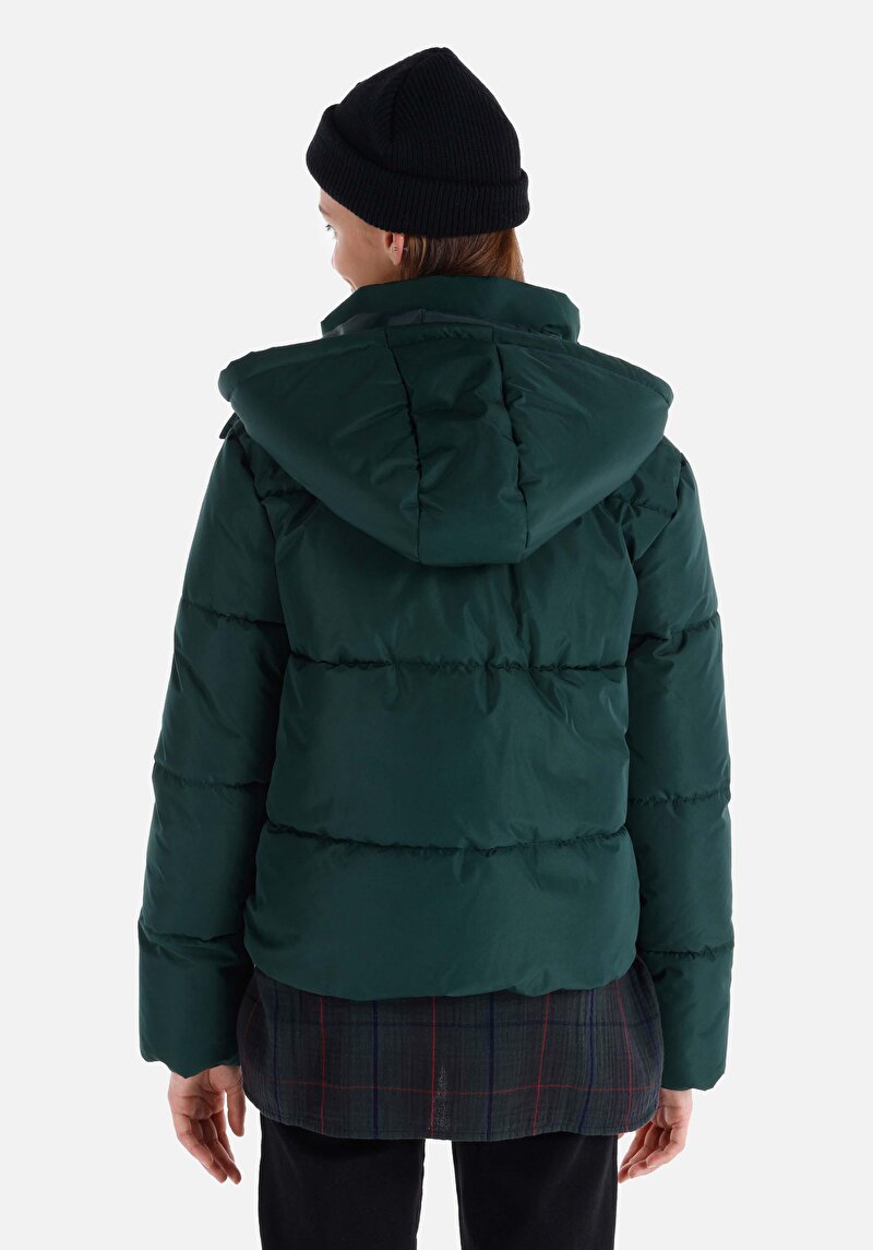 Imagine a Regular Fit Glugă Căptușit Cu Fermoar Verde Pentru Femei