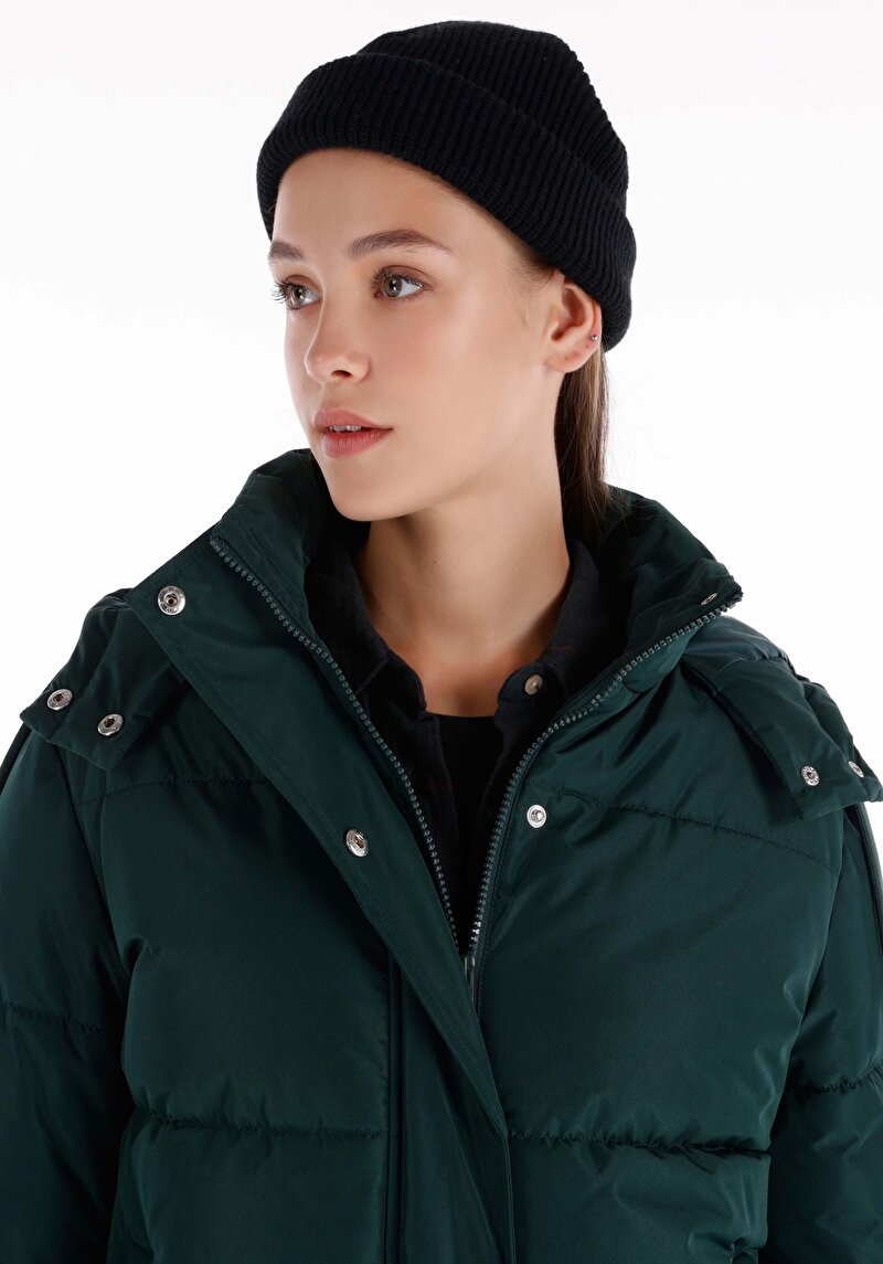 Afișați detalii pentru Regular Fit Glugă Căptușit Cu Fermoar Verde Pentru Femei