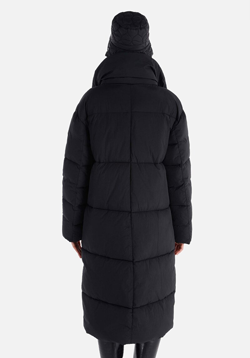 Afișați detalii pentru Regular Fit Stand-Up Collar Fermoar Căptușit Femei Palton Negru