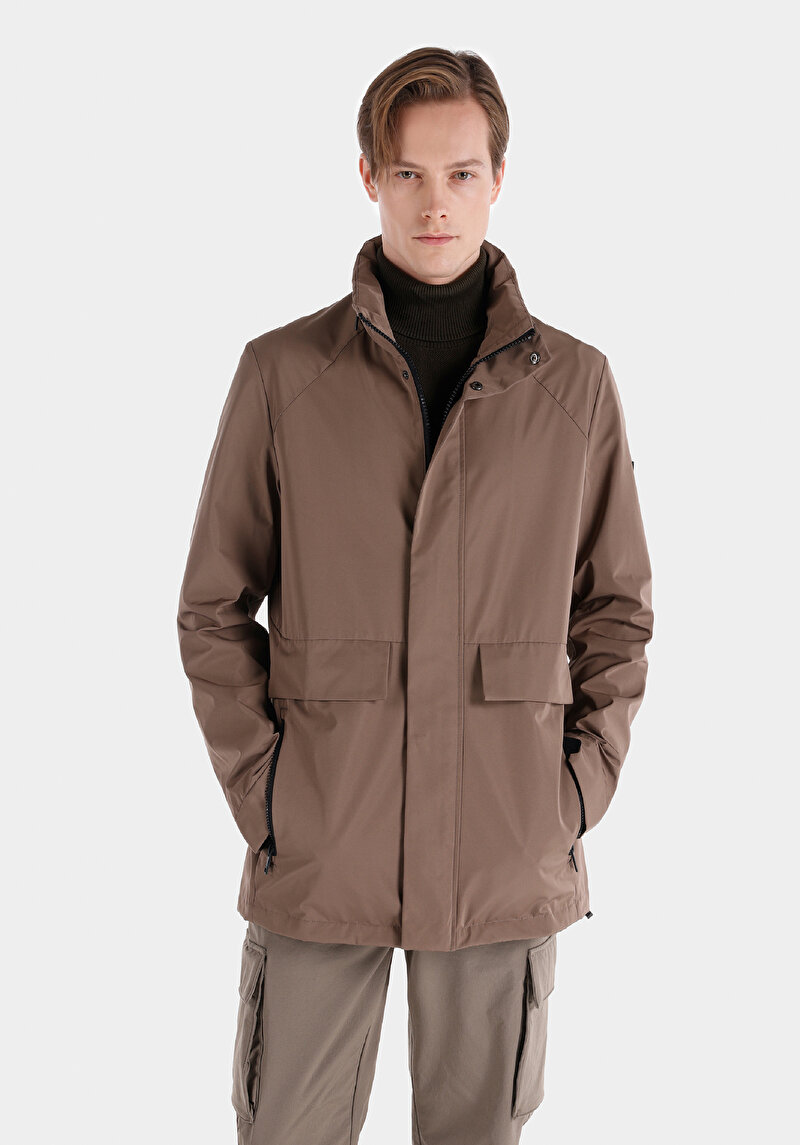 Imagine a Palton Bej Pentru Bărbați Regular Fit