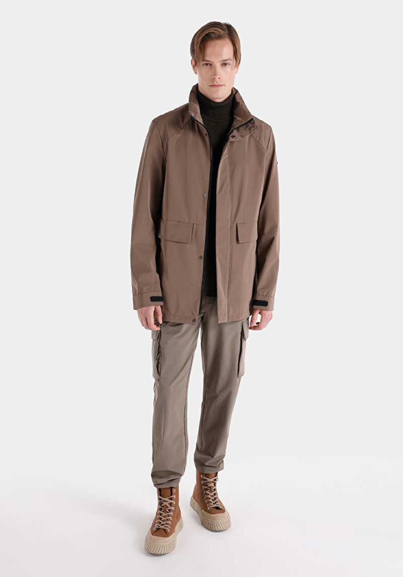 Imagine a Palton Bej Pentru Bărbați Regular Fit