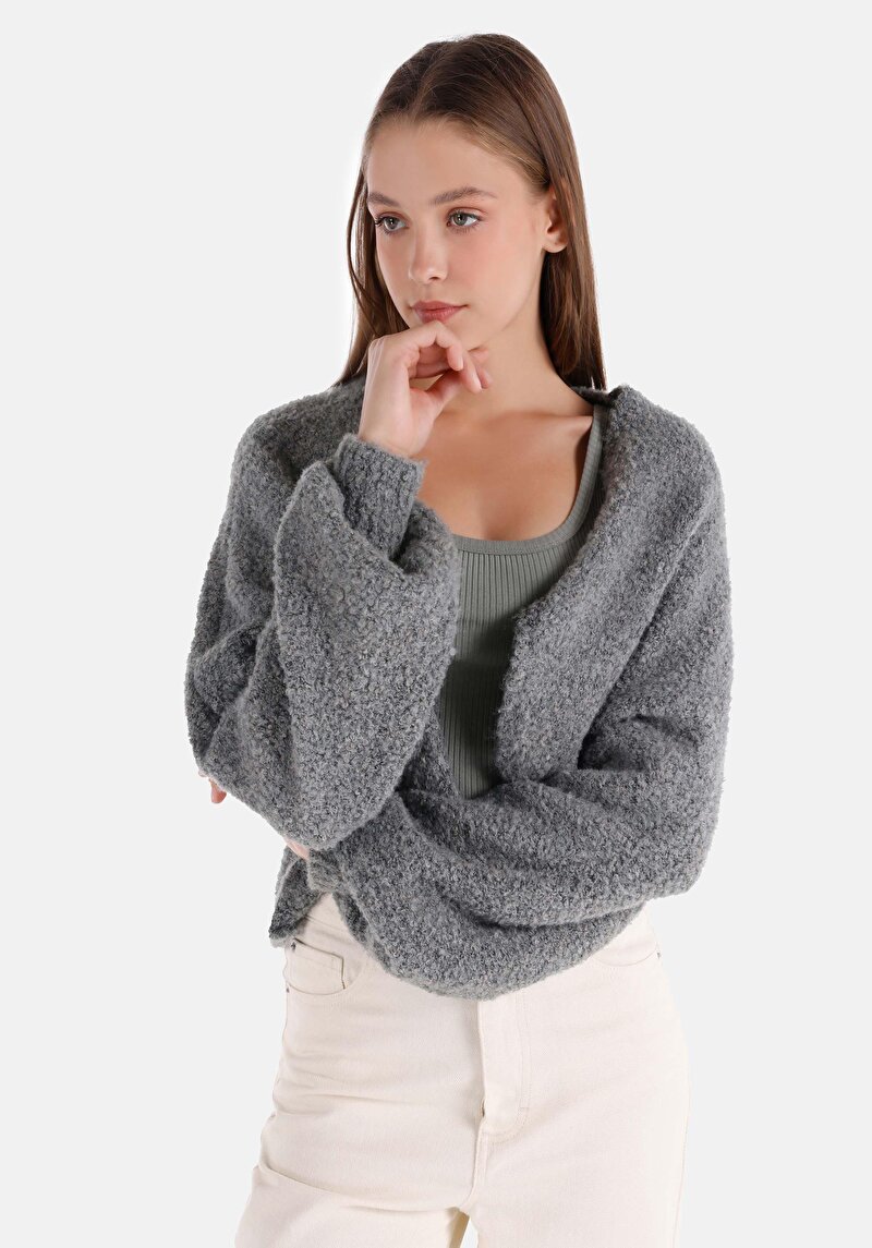 Imagine a Cardigan Gri Pentru Femei Regular Fit