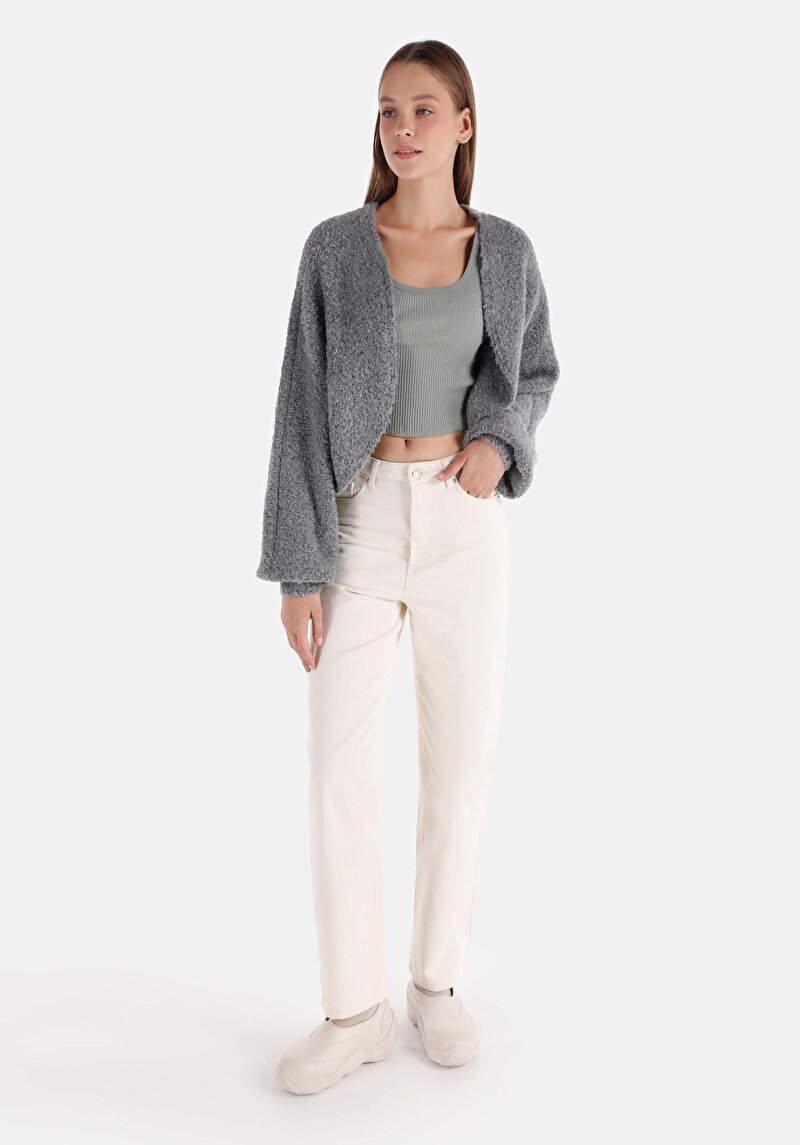 Imagine a Cardigan Gri Pentru Femei Regular Fit