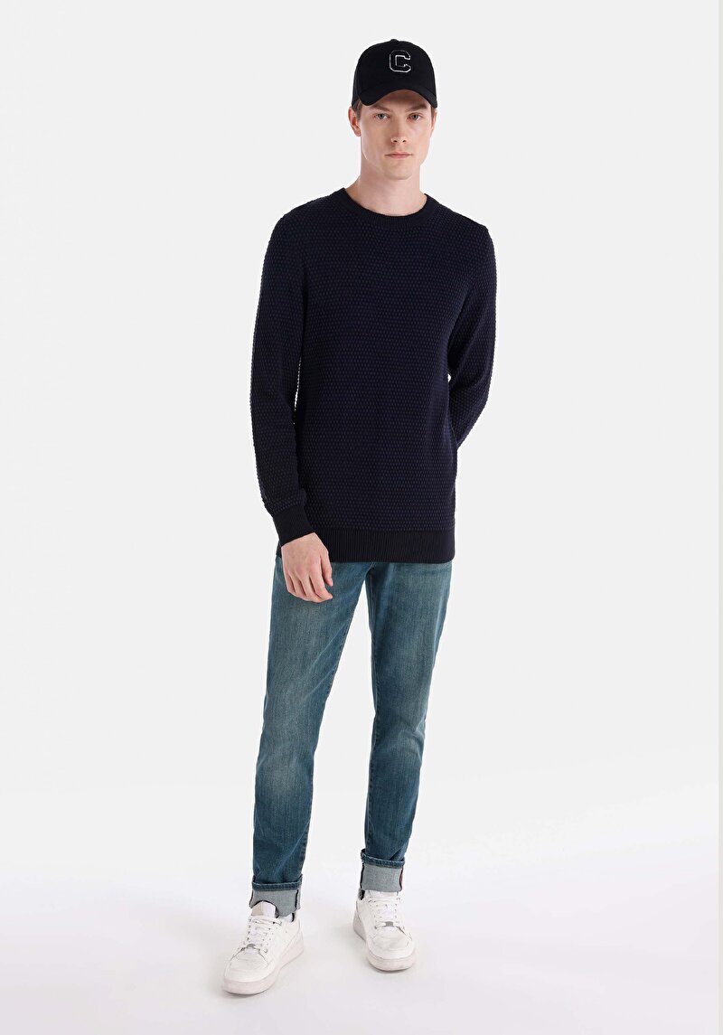 Afișați detalii pentru Pulover De Barbati Albastru Marin Regular Fit  Cl1065803