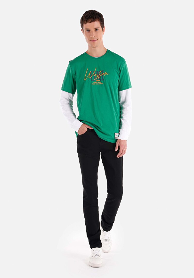 Imagine a Blugi Negri Pentru Bărbați Cu Talie Dreaptă Cu Talie Dreaptă