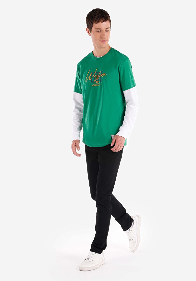 Imagine a Blugi Negri Pentru Bărbați Cu Talie Dreaptă Cu Talie Dreaptă