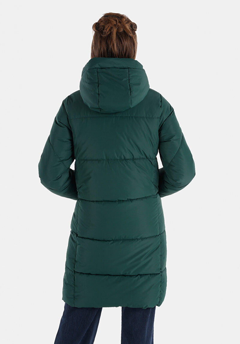 Imagine a Regular Fit Glugă Căptușit Cu Fermoar Verde Pentru Femei