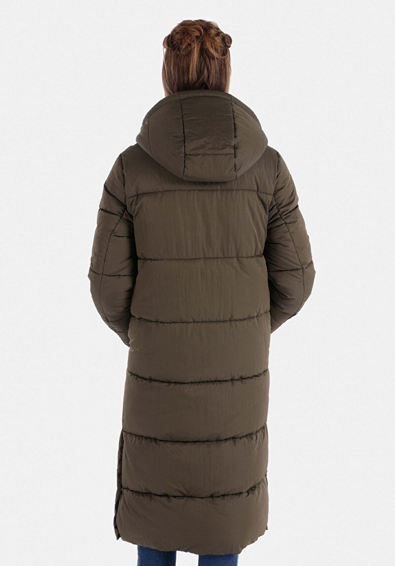 Imagine a Regular Fit Glugă Căptușit Cu Fermoar Verde Pentru Femei