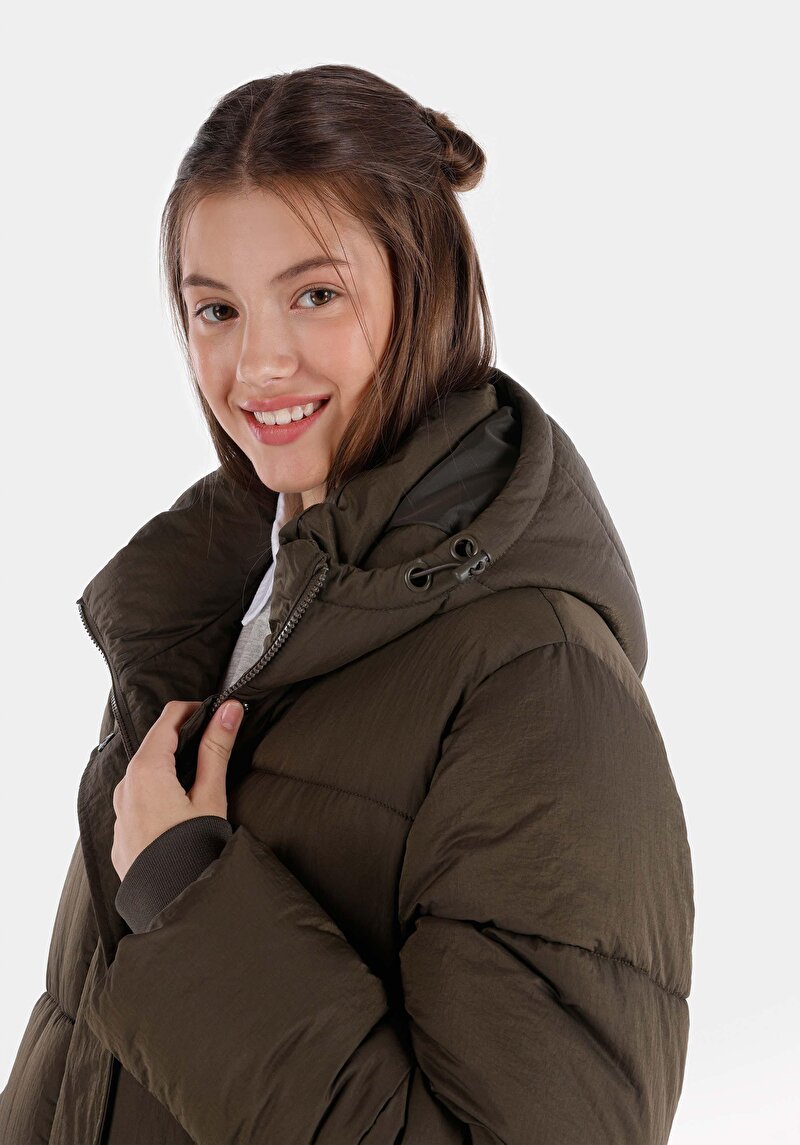 Afișați detalii pentru Regular Fit Glugă Căptușit Cu Fermoar Verde Pentru Femei