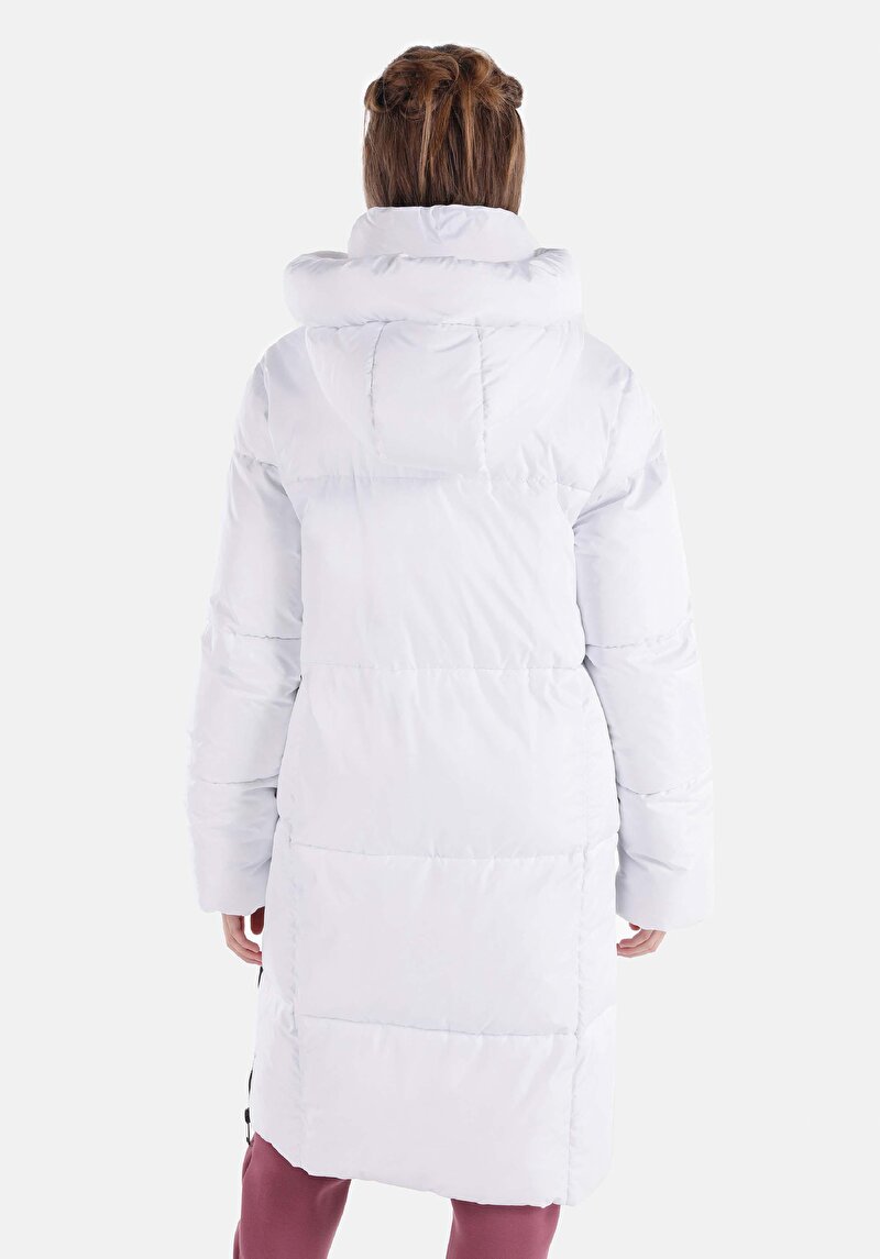 Afișați detalii pentru Regular Fit Glugă Căptușit Cu Fermoar Halat Alb Pentru Femei