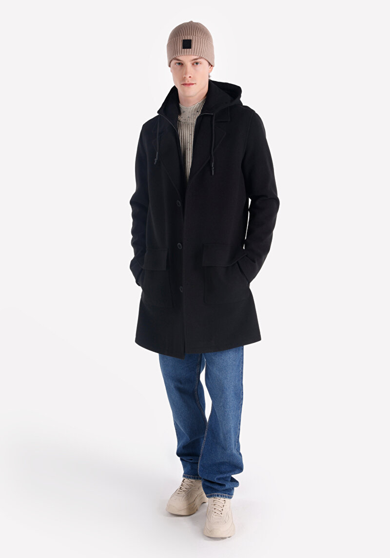 Afișați detalii pentru Palton Negru Pentru Bărbați Regular Fit
