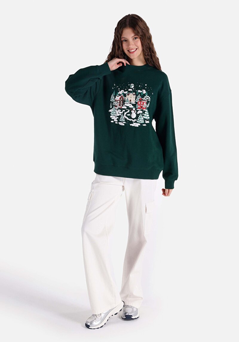 Imagine a Hanorac / Bluza De Dama Verde Comfort Fit Cl1066288