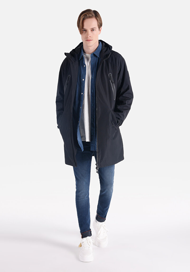 Afișați detalii pentru Palton Negru Pentru Bărbați Regular Fit