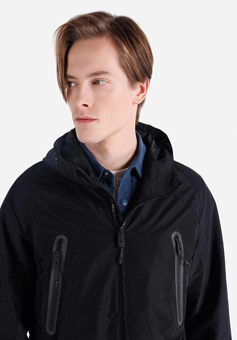 Afișați detalii pentru Palton Negru Pentru Bărbați Regular Fit