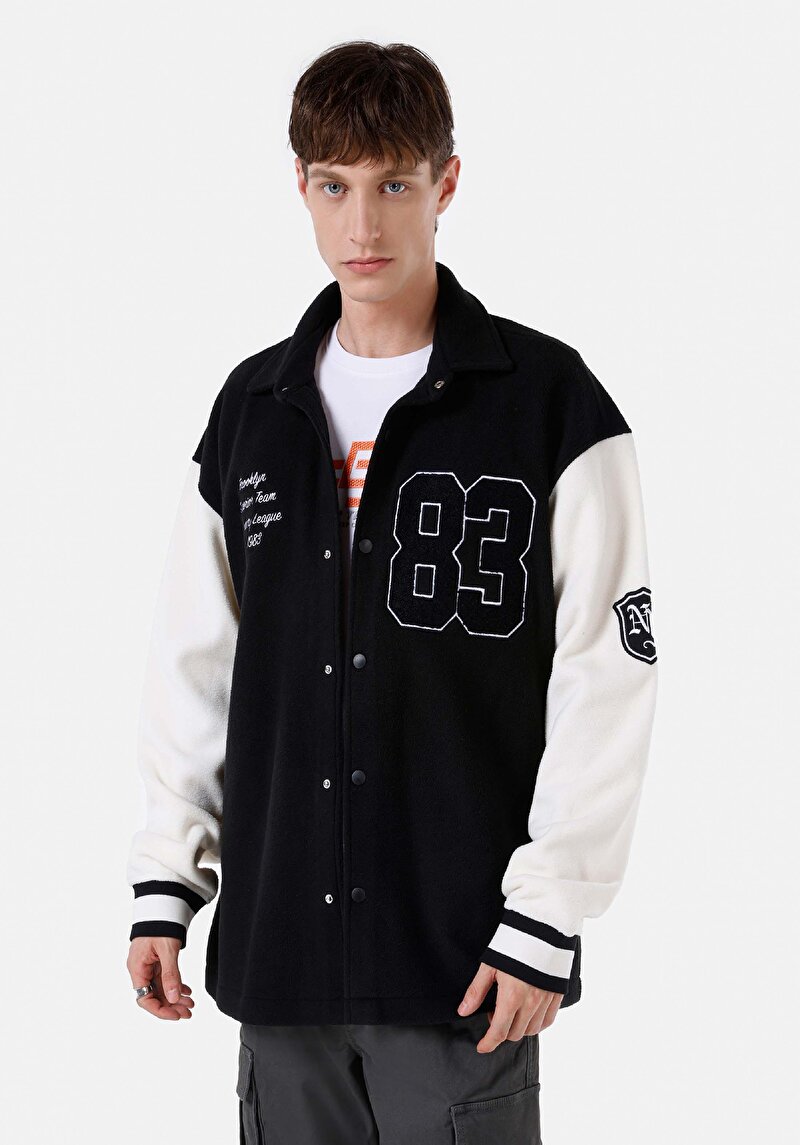 Imagine a Jacheta De Barbati Negru Cardigan gros tip colegiu în două culori Comfort Fit Cl1066770