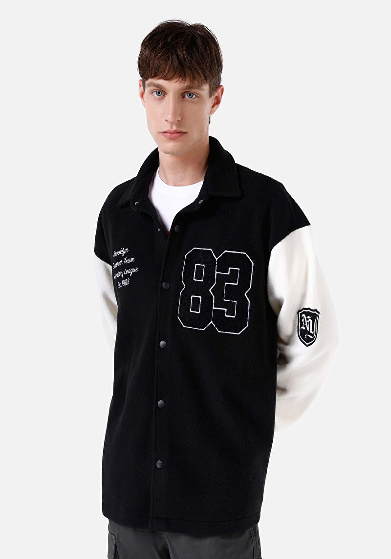 Afișați detalii pentru Jacheta De Barbati Negru Cardigan gros tip colegiu în două culori Comfort Fit  Cl1066770