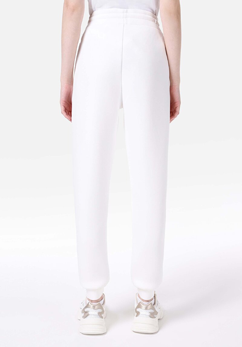 Afișați detalii pentru Pantaloni De Trening Albi Pentru Femei Cu Talie Medie İmprimată Slim Fit