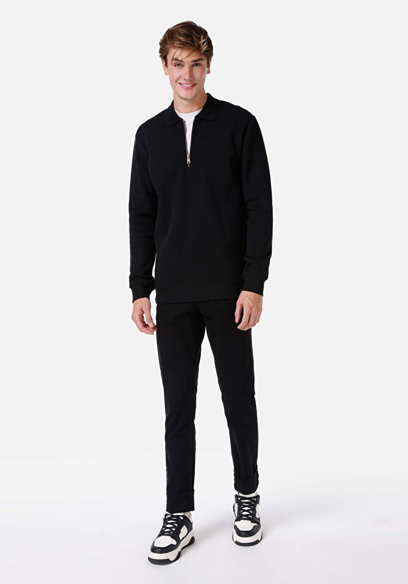 Imagine a Tricou Cu Maneca Lunga De Barbati Negru Regular Fit Cl1066754