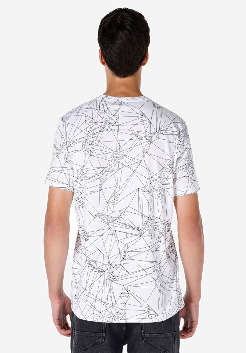 Afișați detalii pentru Regular Fit Round Neck Printed Tricou Alb Cu Mânecă Scurtă Pentru Bărbați