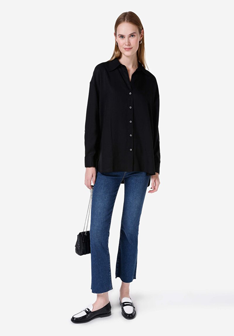 Imagine a Camasa Cu Maneca Lunga De Dama Negru Relaxed Fit Cl1067131