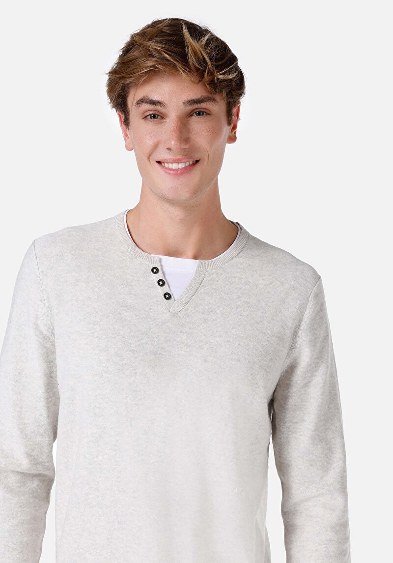 Afișați detalii pentru Pulover Gri Pentru Bărbați Cu Gât Rotund Regular Fit