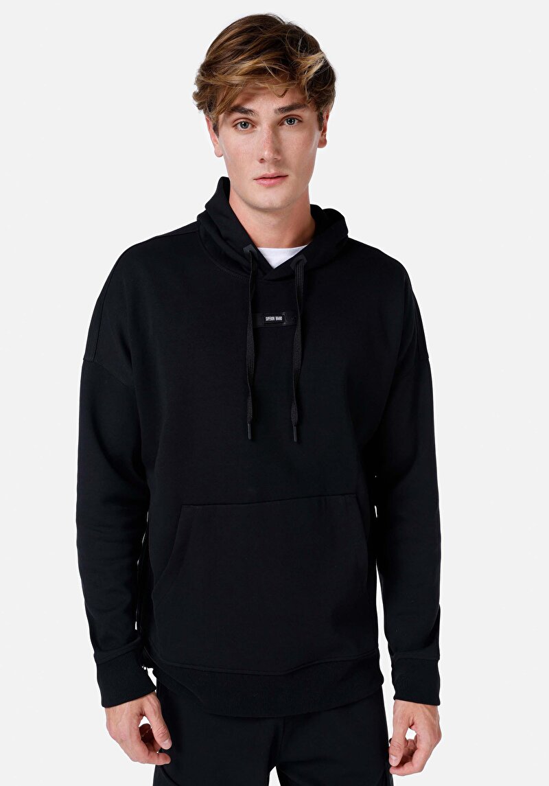 Imagine a Hanorac Negru Pentru Bărbați Regular Fit