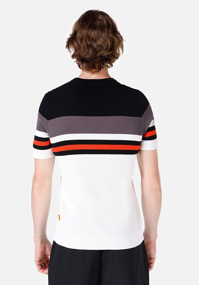 Imagine a Pulover Alb Pentru Bărbați Regular Fit Round Neck Jacquard