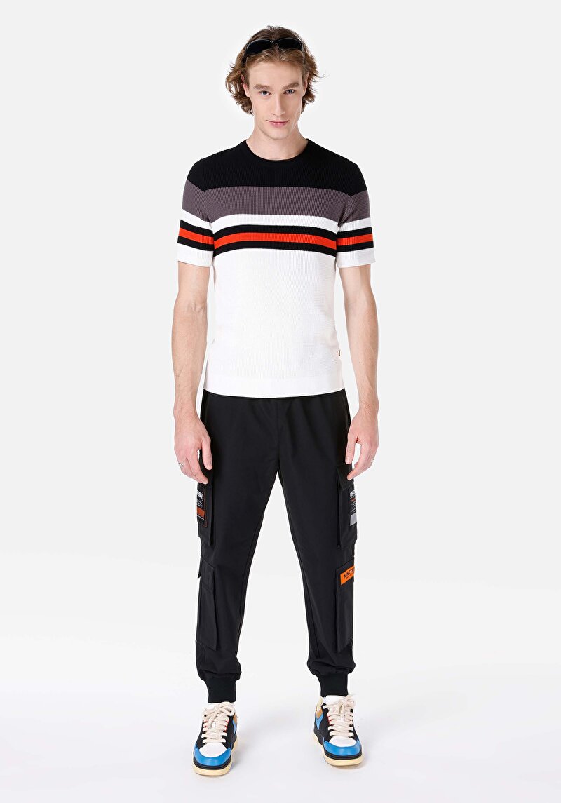 Afișați detalii pentru Pulover Alb Pentru Bărbați Regular Fit Round Neck Jacquard