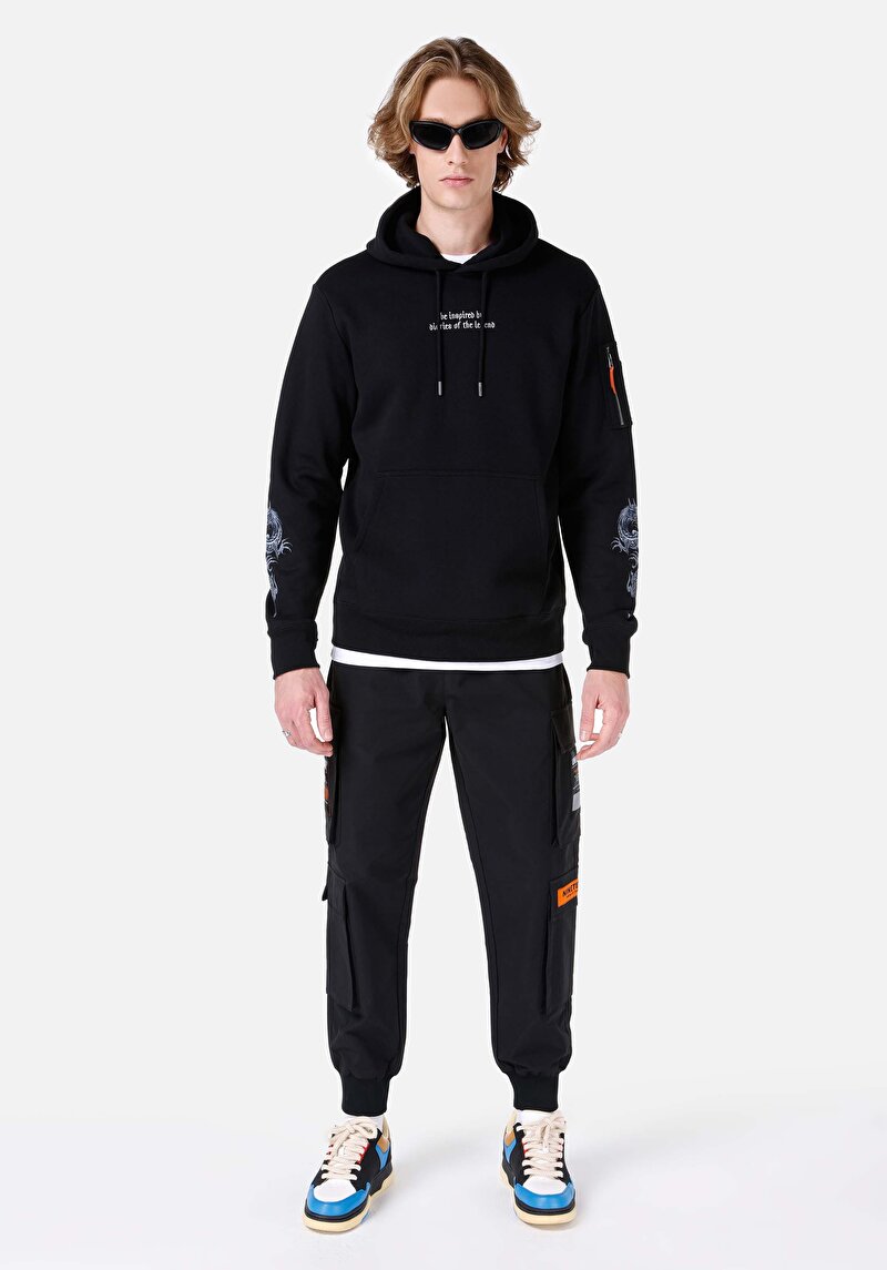 Afișați detalii pentru Hanorac Negru Pentru Bărbați Regular Fit