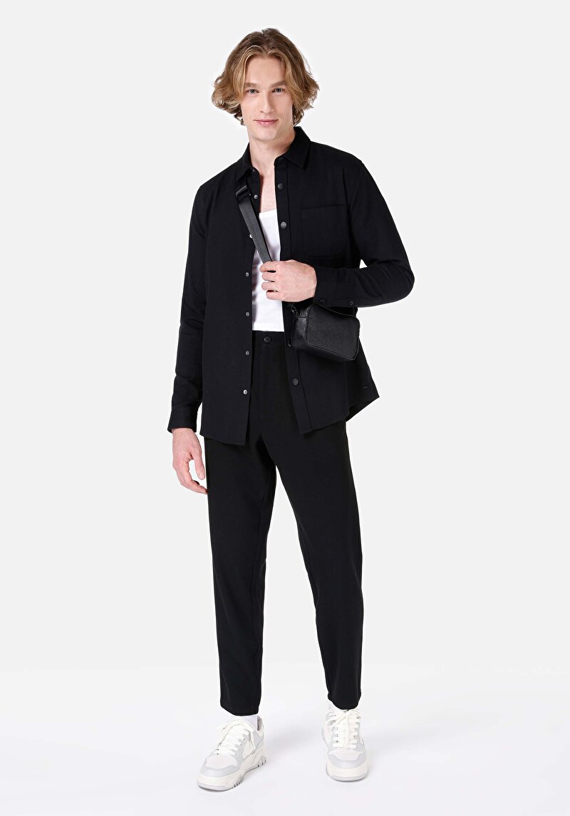 Imagine a Pantaloni De Barbati Negru Carrot Fit  Cl1068260