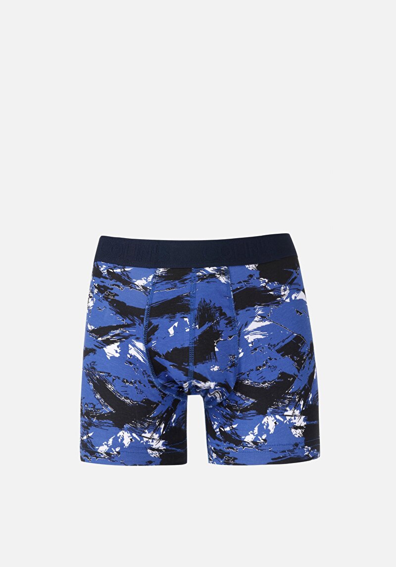 Imagine a Modern Fit Imprimat Boxer Bleumarin Pentru Bărbați