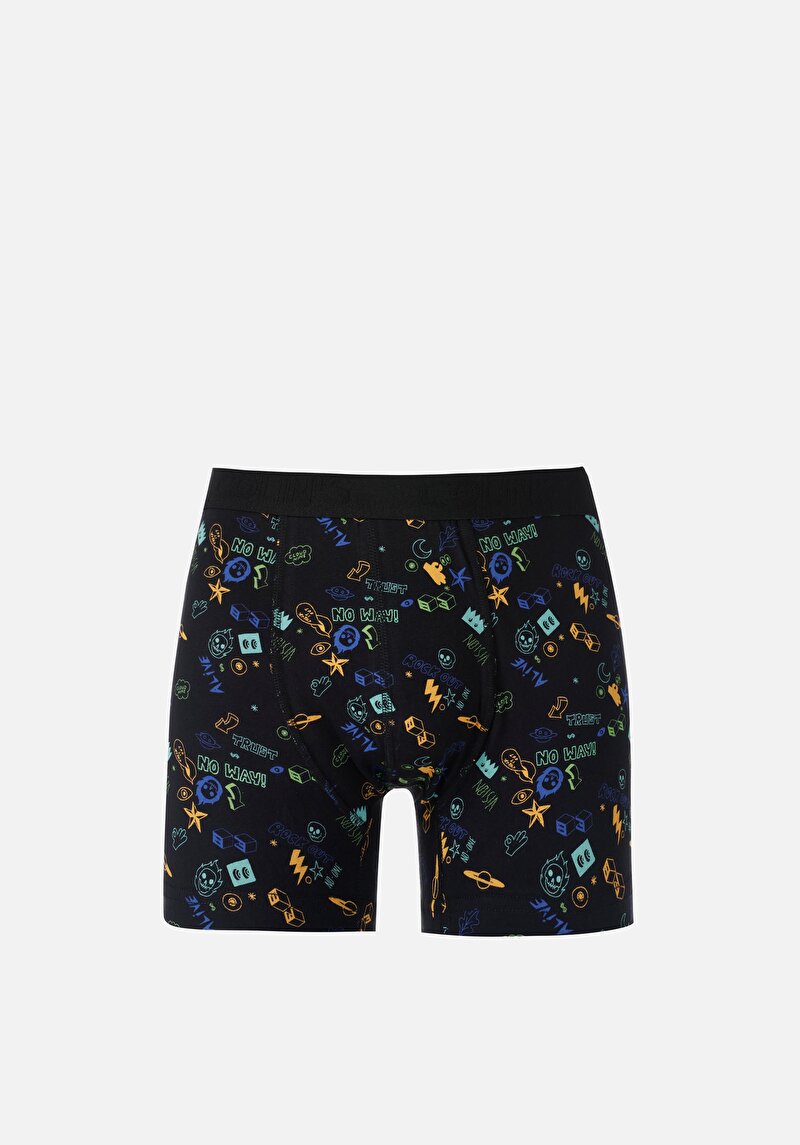 Imagine a Boxer Negru Pentru Bărbați Cu İmprimeu Modern Fit