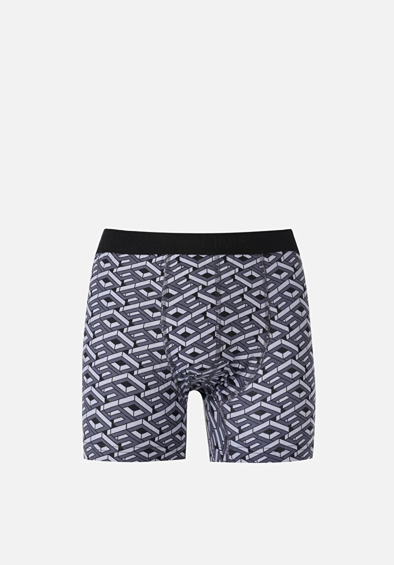 Imagine a Boxer Gri Pentru Bărbați Cu İmprimeu Modern Fit