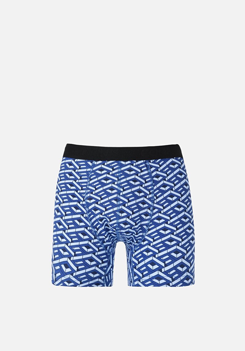 Imagine a Modern Fit Imprimat Boxer Bleumarin Pentru Bărbați