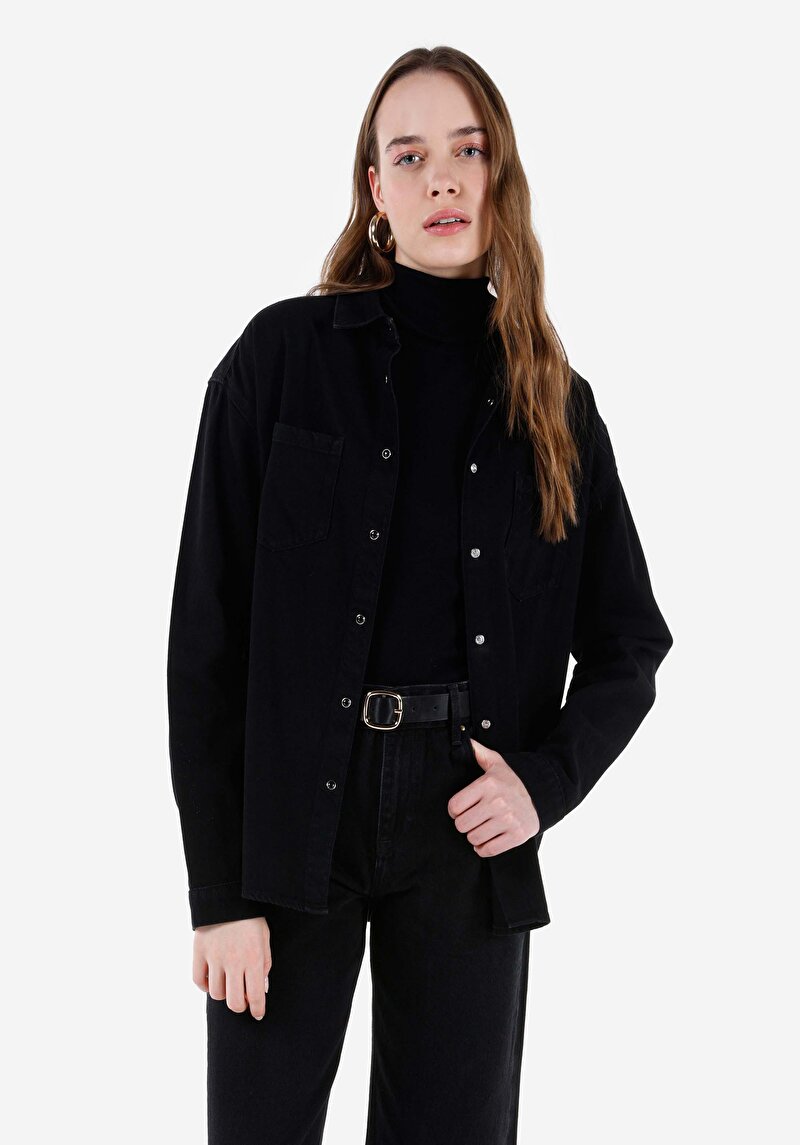 Imagine a Camasa Cu Maneca Lunga De Dama Negru Regular Fit  Cl1067256