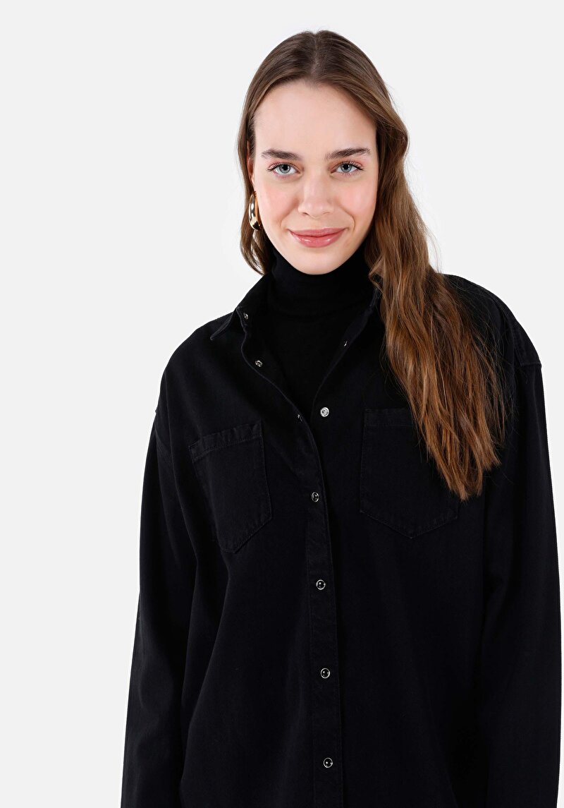 Afișați detalii pentru Camasa Cu Maneca Lunga De Dama Negru Regular Fit  Cl1067256