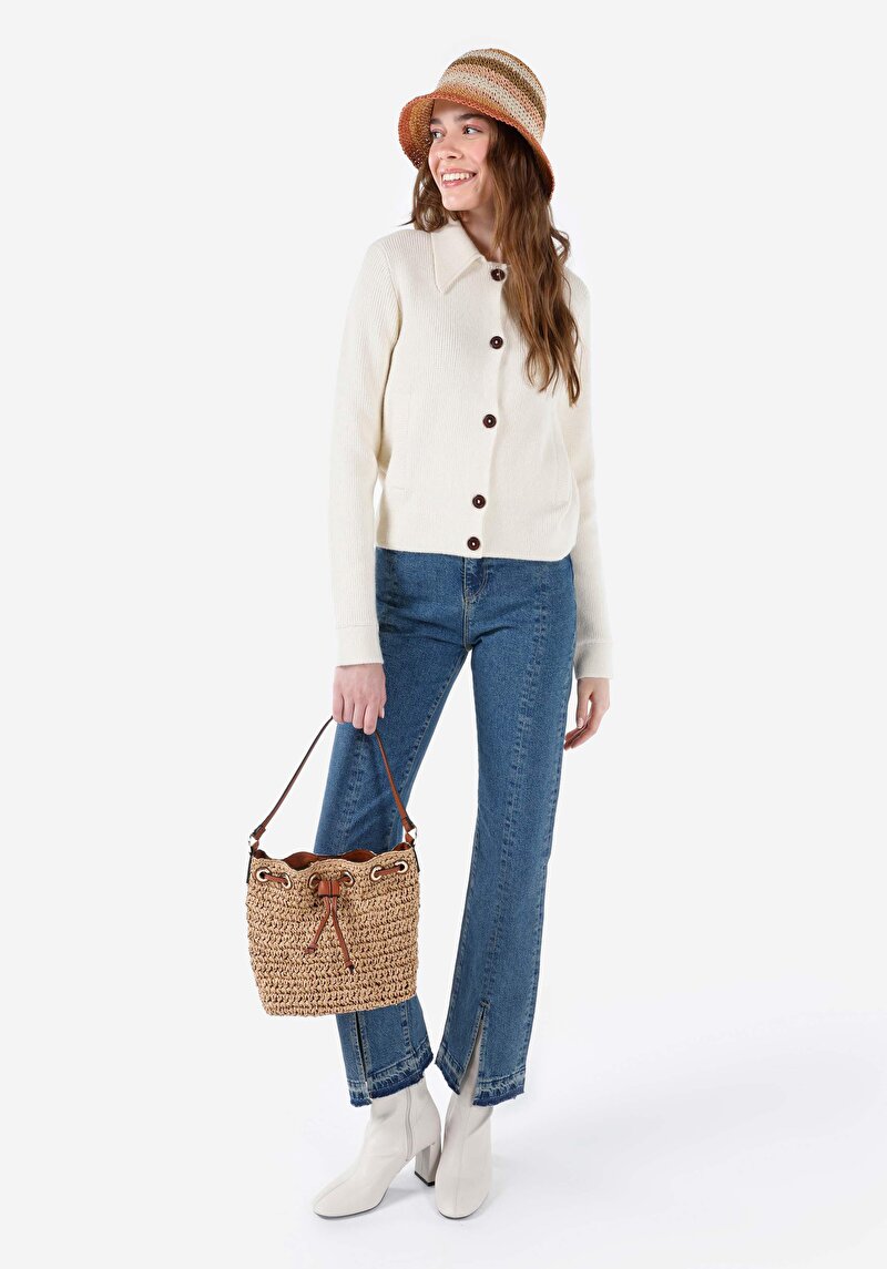 Imagine a Cardigan De Dama Ecru Regular Fit Cl1067388