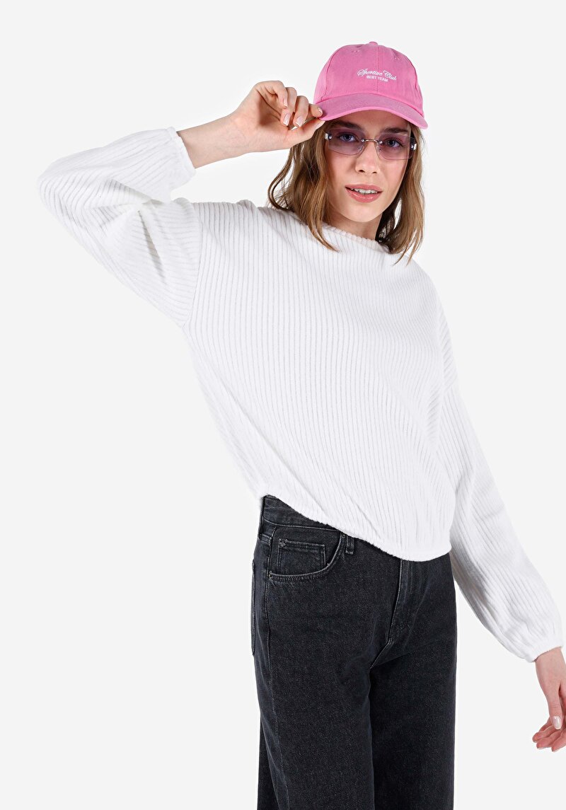 Imagine a Tricou Cu Maneca Lunga De Dama Alb Regular Fit Cl1067521