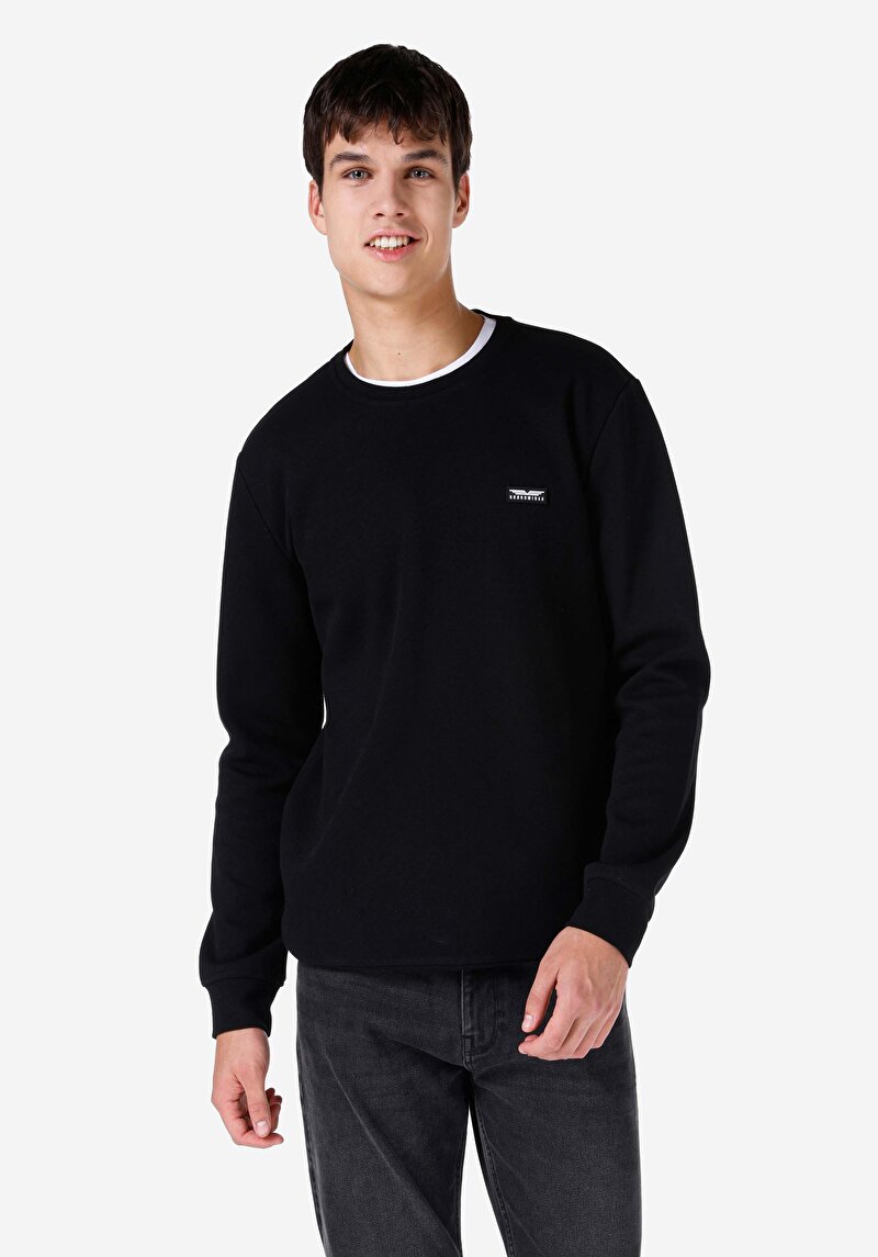 Imagine a Tricou Cu Maneca Lunga De Barbati Negru Regular Fit  Cl1066760
