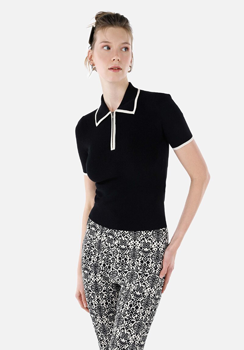 Imagine a Pulover Negru Pentru Femei Slim Fit