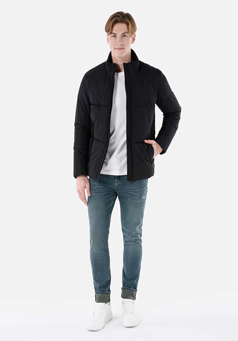 Afișați detalii pentru Palton Negru Pentru Bărbați Slim Fit