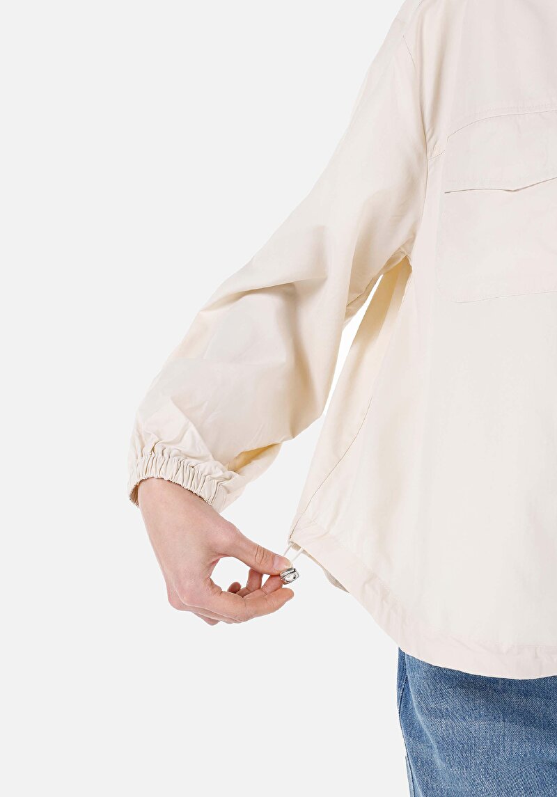 Afișați detalii pentru Cămașă Cu Gât Drept Cămașă Cu Mânecă Lungă Ecru Pentru Femei