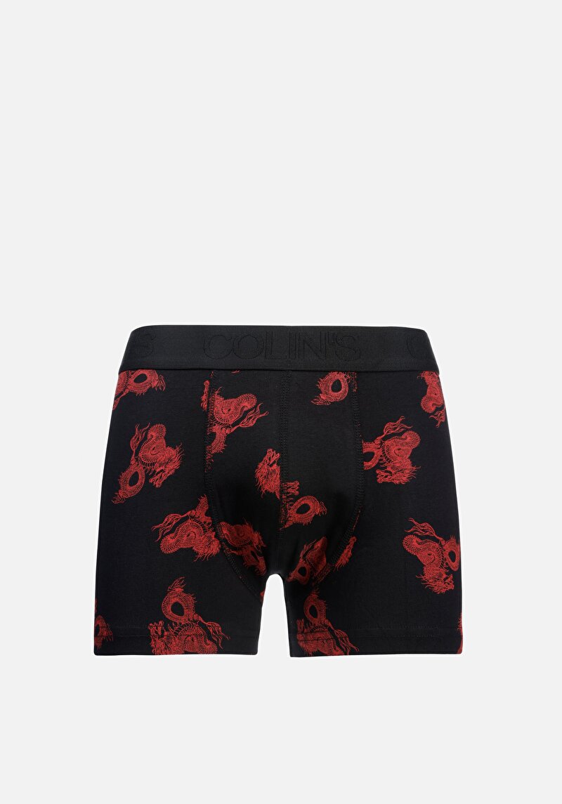 Imagine a Boxer Negru Pentru Bărbați Cu İmprimeu Modern Fit