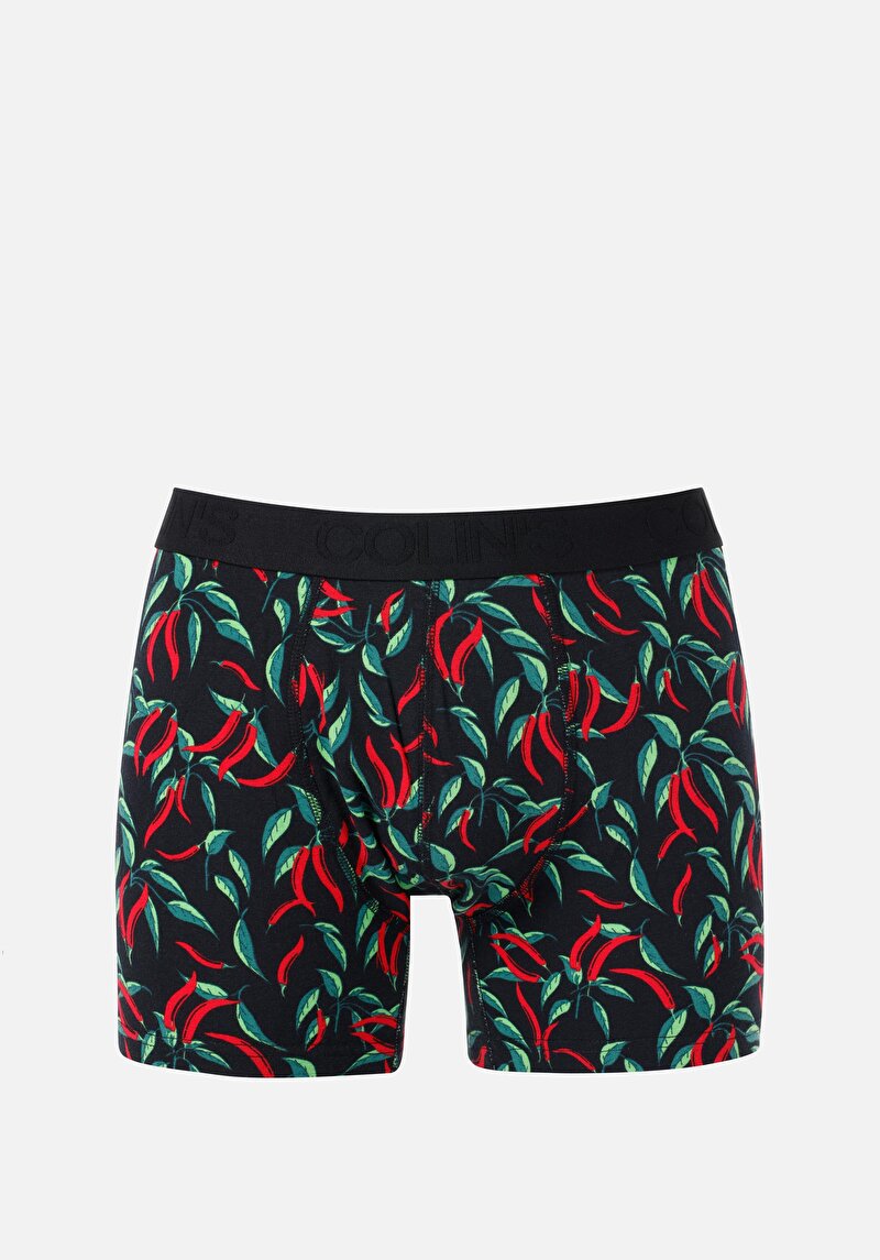 Imagine a Boxer Negru Pentru Bărbați Cu İmprimeu Modern Fit