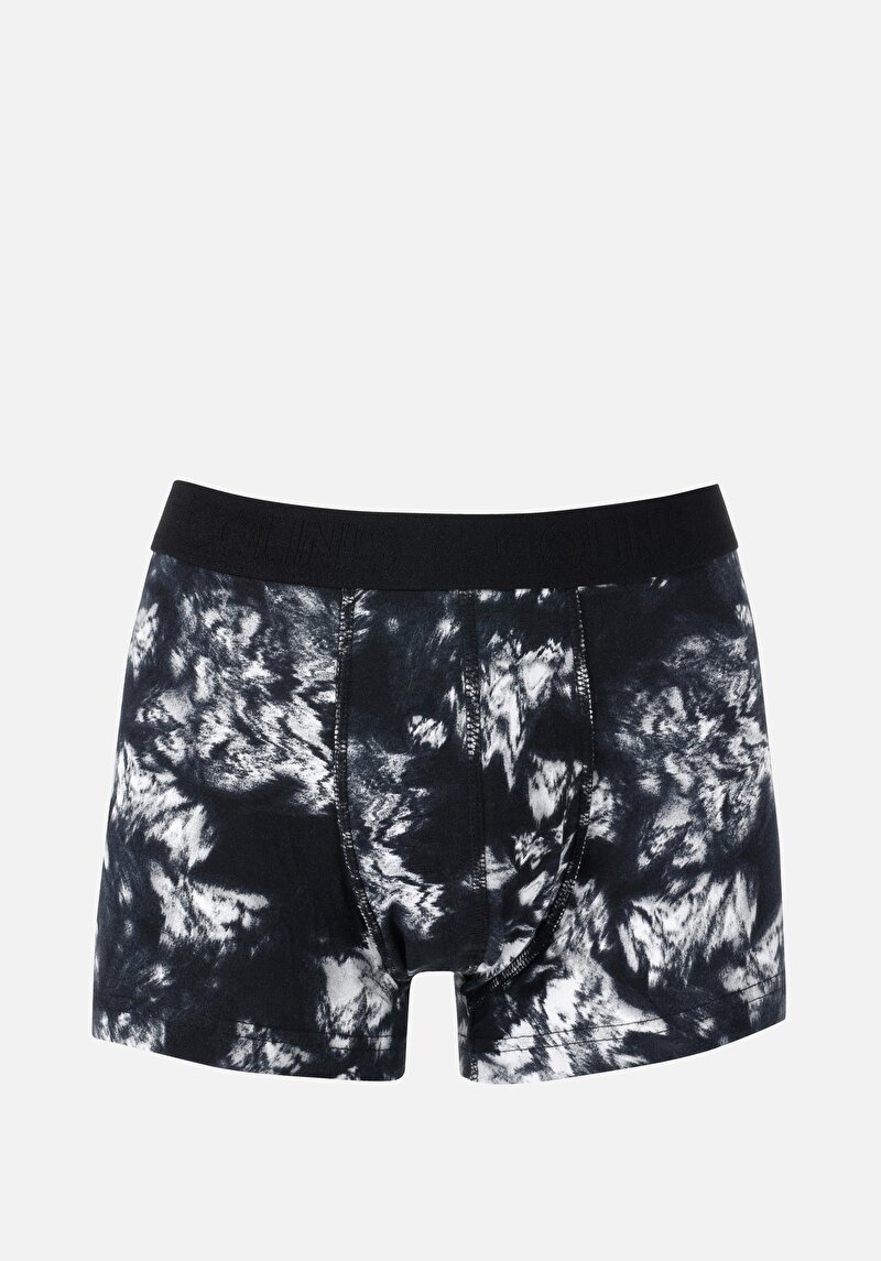 Imagine a Boxer Negru Pentru Bărbați Cu İmprimeu Modern Fit