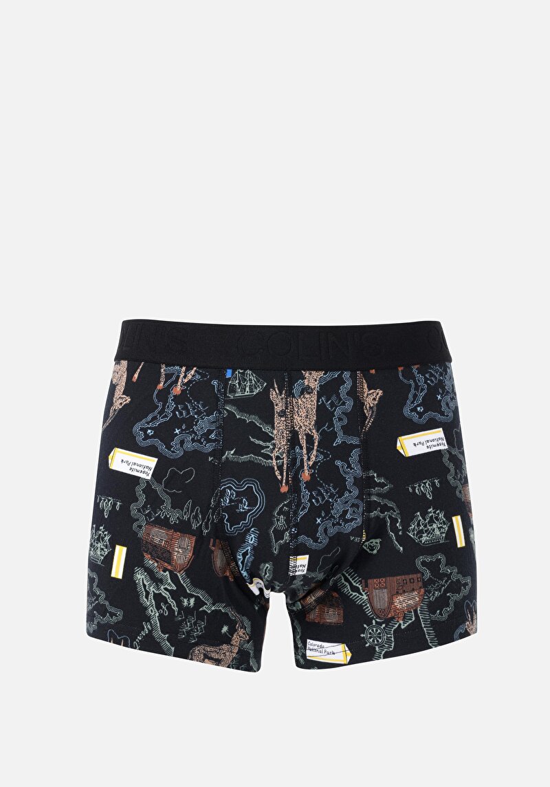 Imagine a Boxer Negru Pentru Bărbați Cu İmprimeu Modern Fit