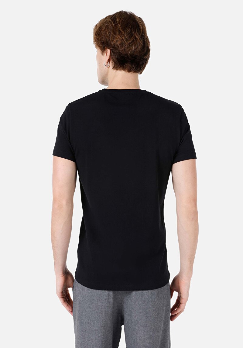 Imagine a Tricou Cu Maneca Scurta De Barbati Negru Slim Fit Cl1067043