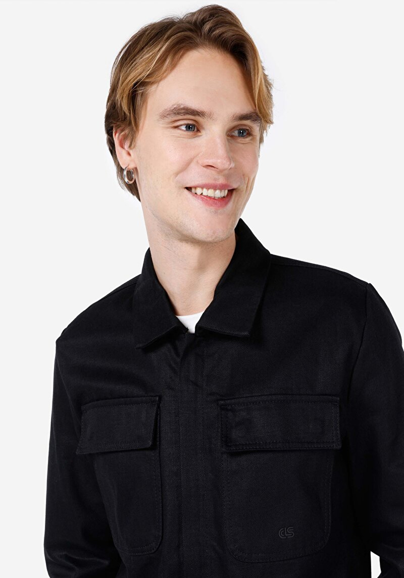 Afișați detalii pentru Jachetă Neagră Pentru Bărbați Cu Fermoar