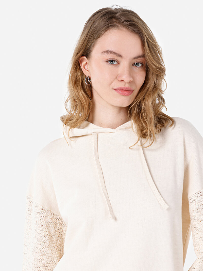 Afișați detalii pentru Hanorac / Bluza De Dama Ecru Regular Fit  Cl1068108